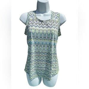 Title Nine Tank Top Patterned Sleeveless Top - Green and Gray Sz Small